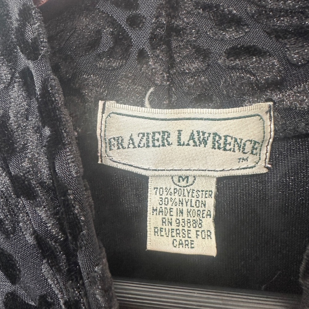 Vtg Frazier Lawrence Mock Neck Top Burnout Velvet Black Gothic Women Size M - Picture 4 of 7